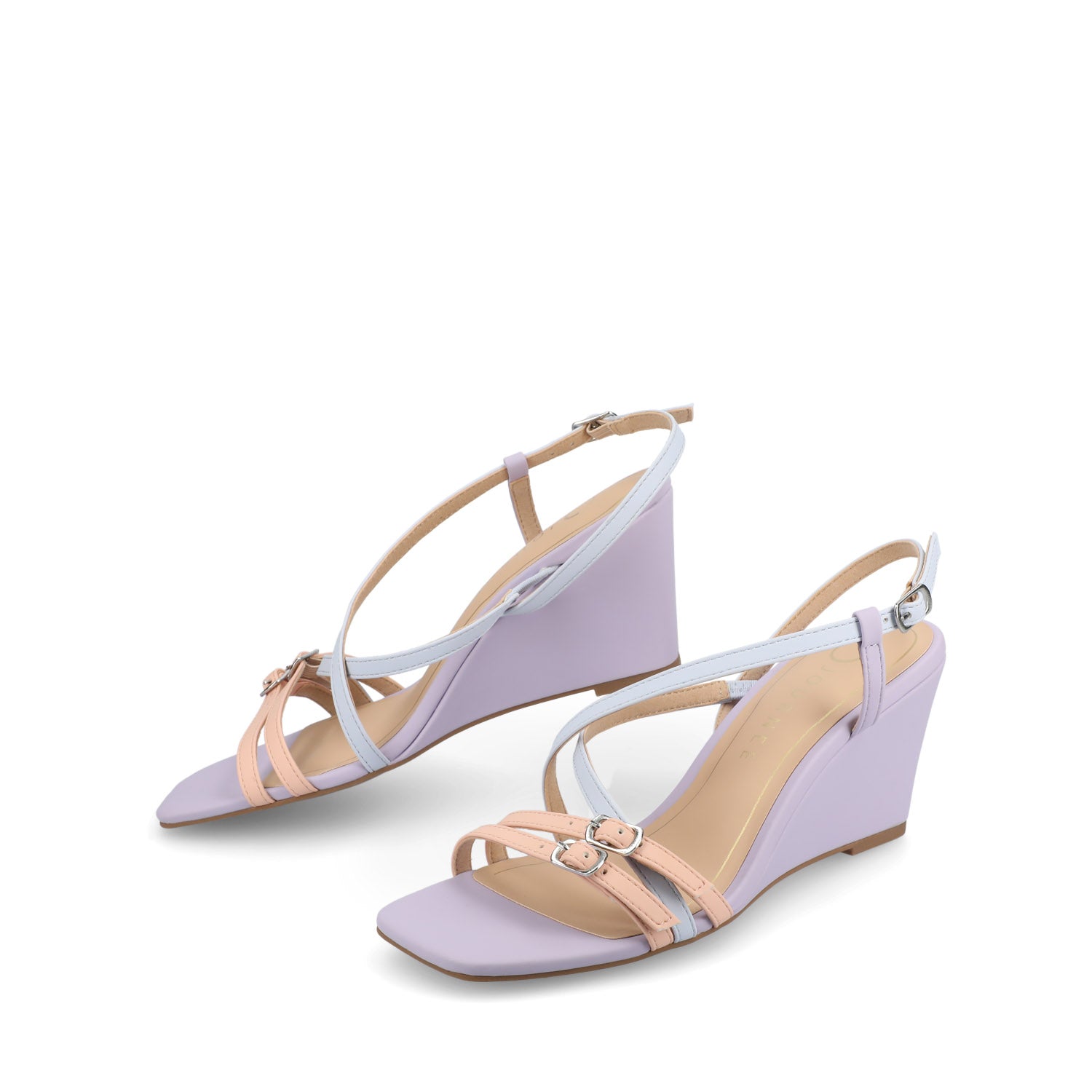 Journee Collection CLINNNE MULTI STRAP WEDGE SANDALS Black