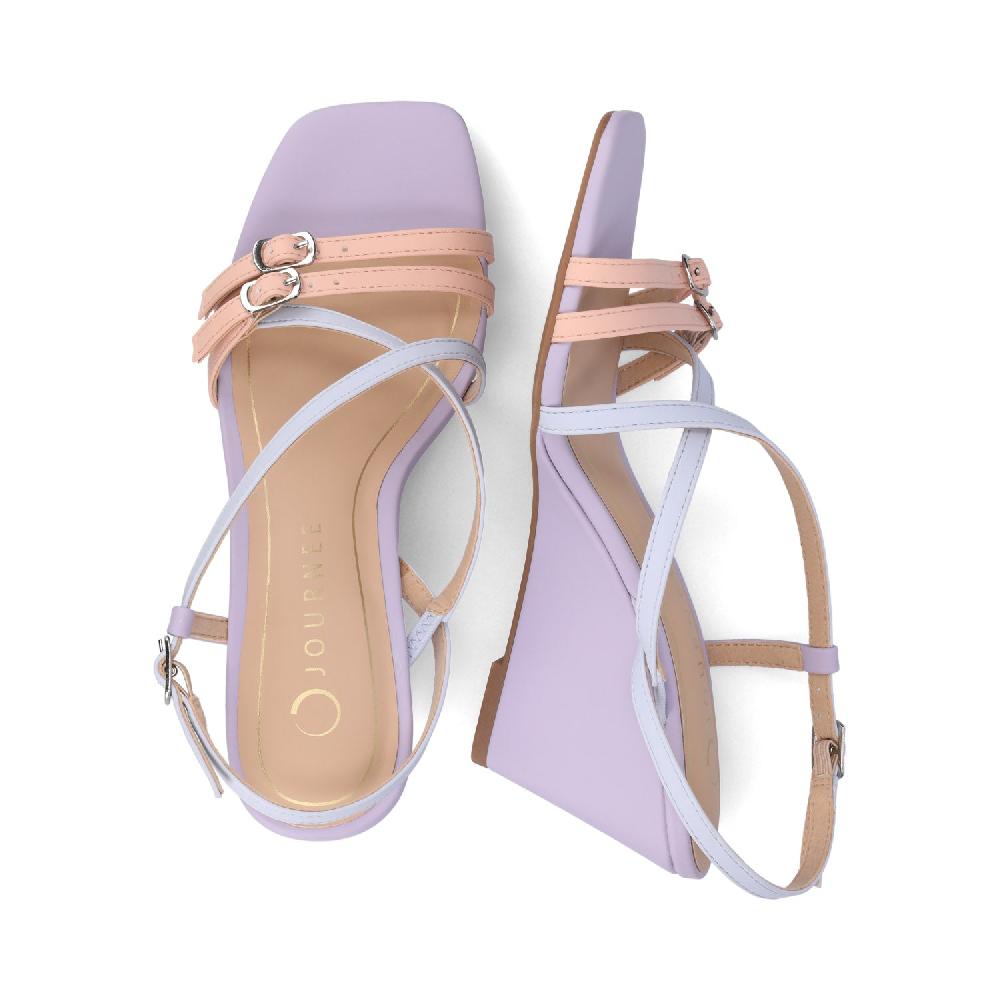 Journee Collection CLINNNE MULTI STRAP WEDGE SANDALS Black