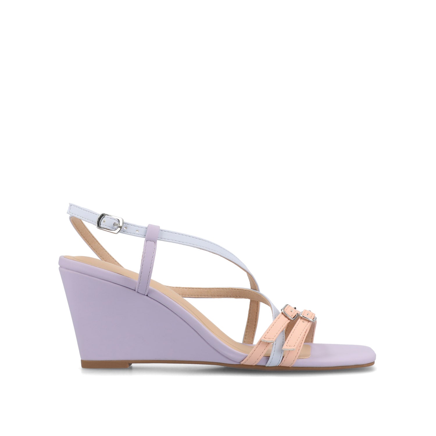 journee collection CLINNNE MULTI STRAP WEDGE SANDALS Black