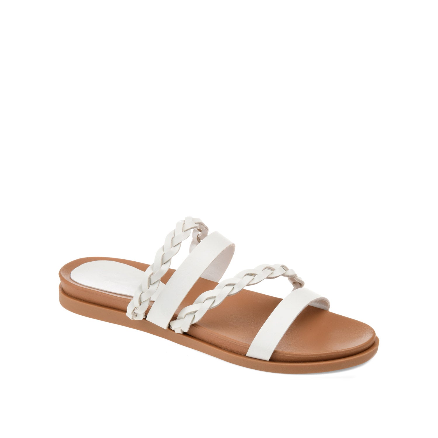 Journee Collection COLETTE SLIDE SANDALS IN FAUX LEATHER White