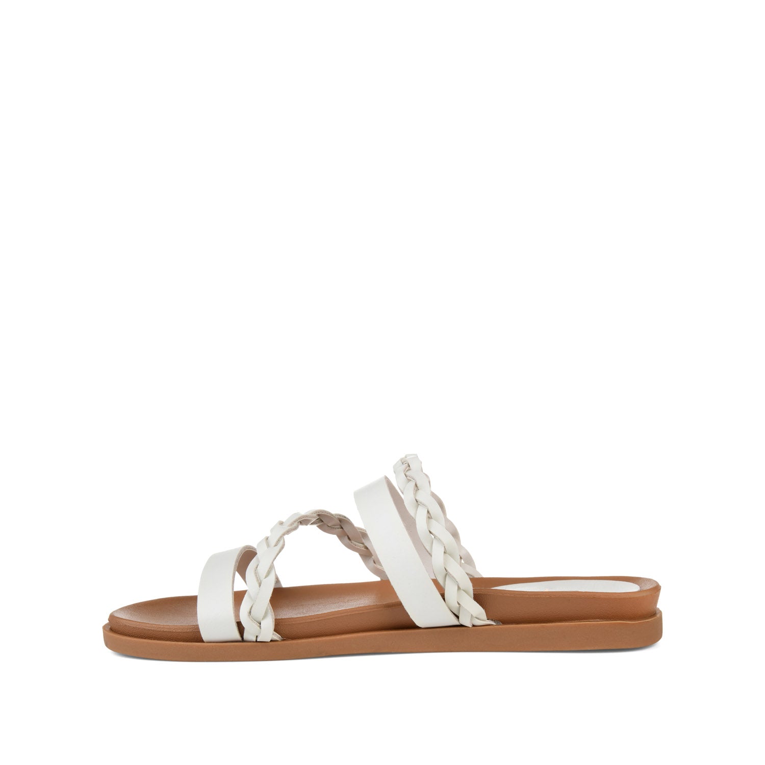 Journee Collection COLETTE SLIDE SANDALS IN FAUX LEATHER White