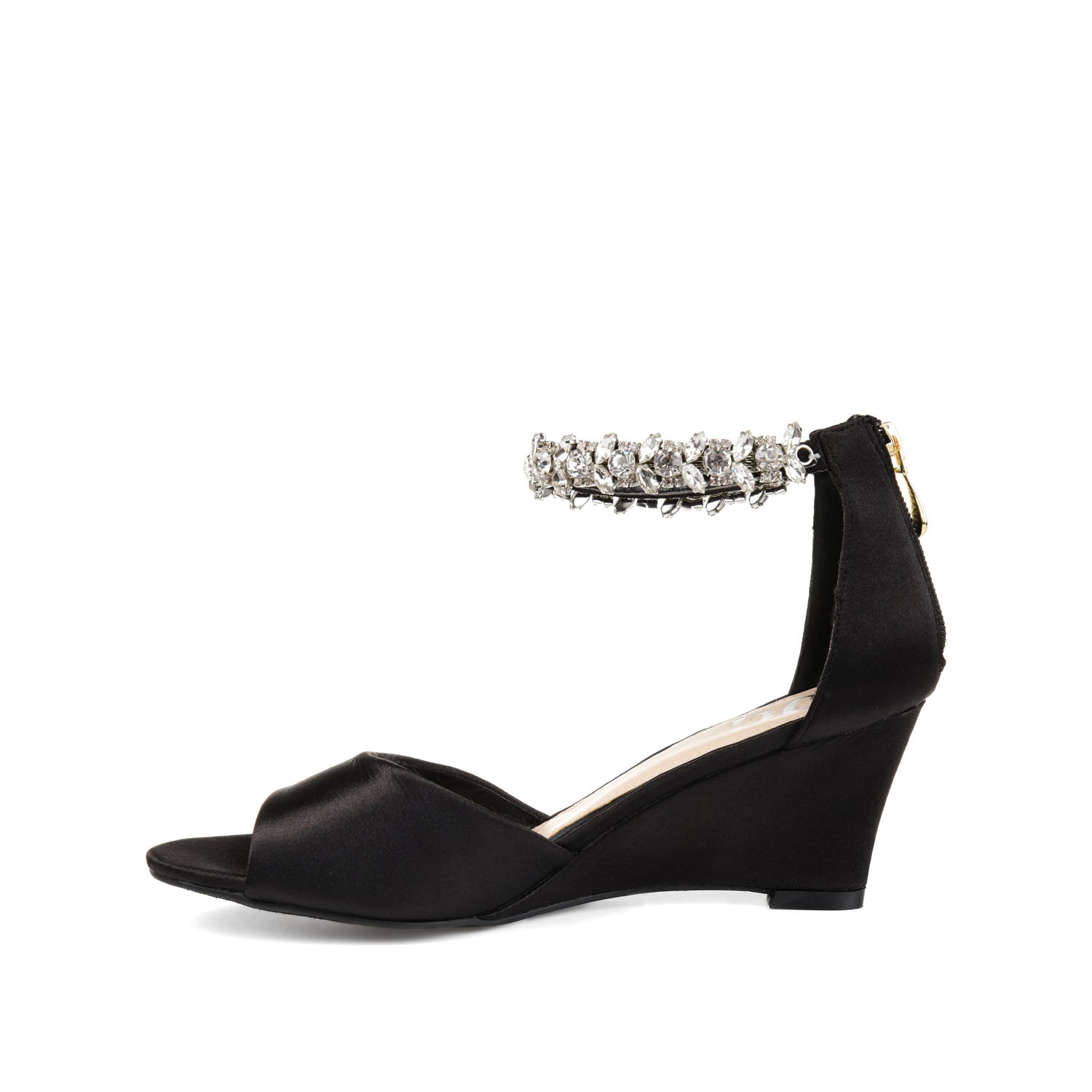 Journee Collection CONNOR STRAPPY WEDGE HEELS IN SATIN Black