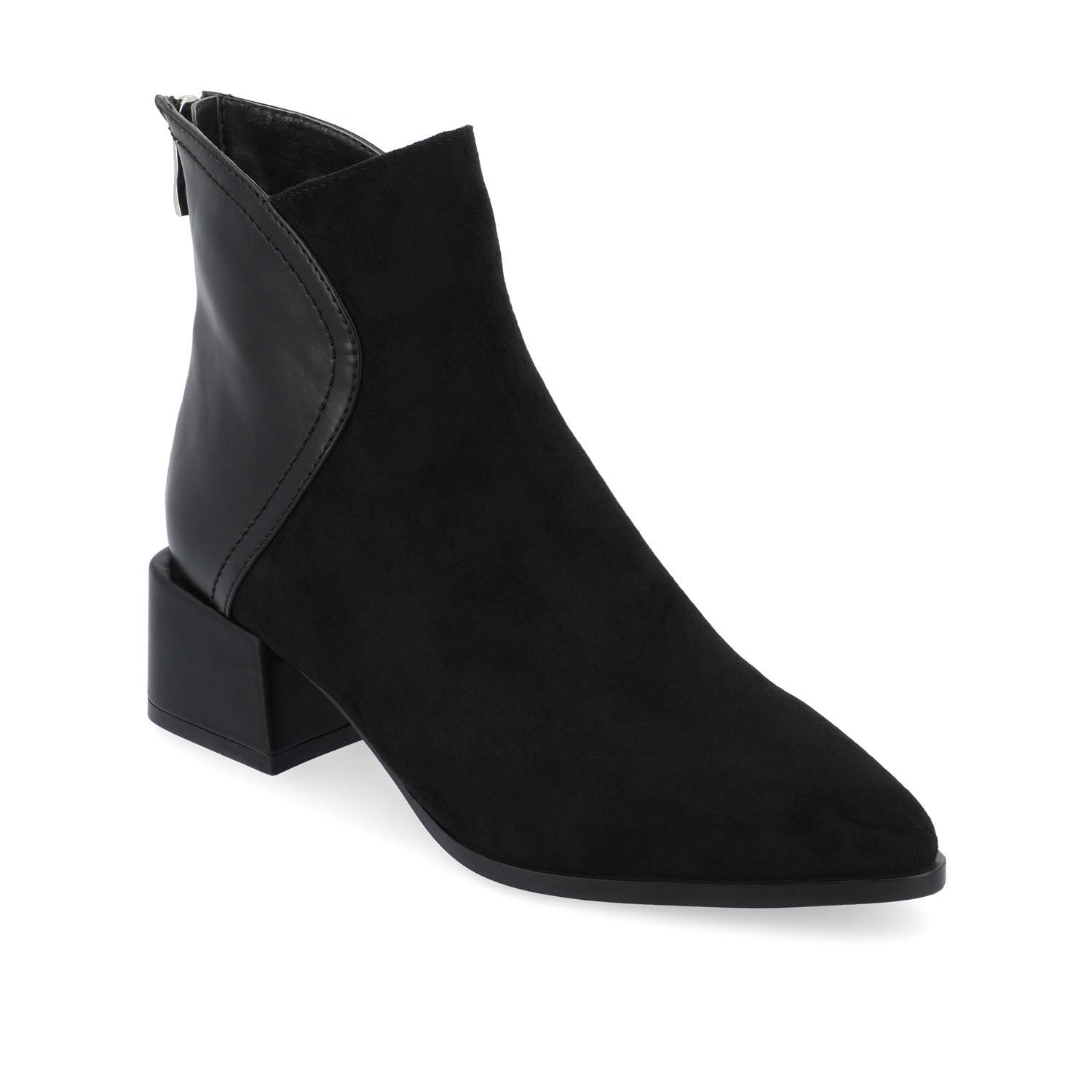 Journee Collection CONSUELLO POINTED TOE BOOTIES IN FAUX LEATHER Black