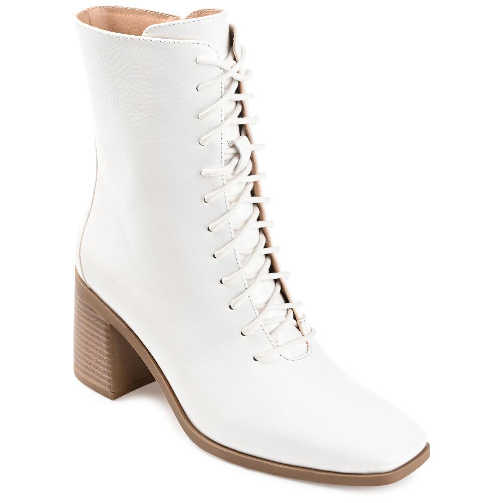 Journee Collection COVVA LACE-UP BOOTIES IN WIDE Bone Patent