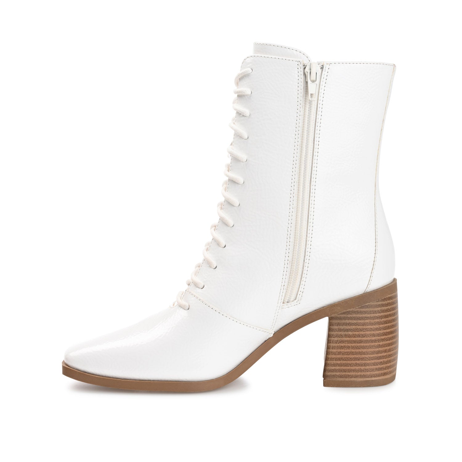 Journee Collection COVVA LACE-UP BOOTIES IN WIDE Bone Patent