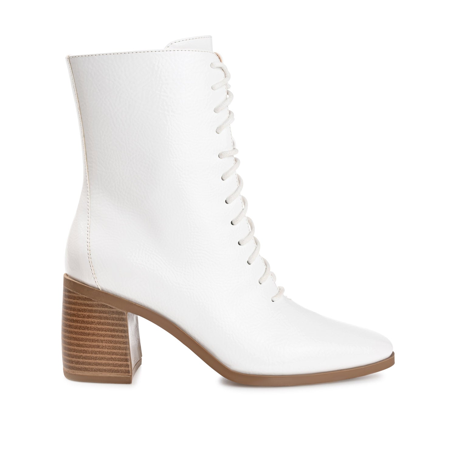 journee collection COVVA LACE-UP BOOTIES IN WIDE Bone Patent