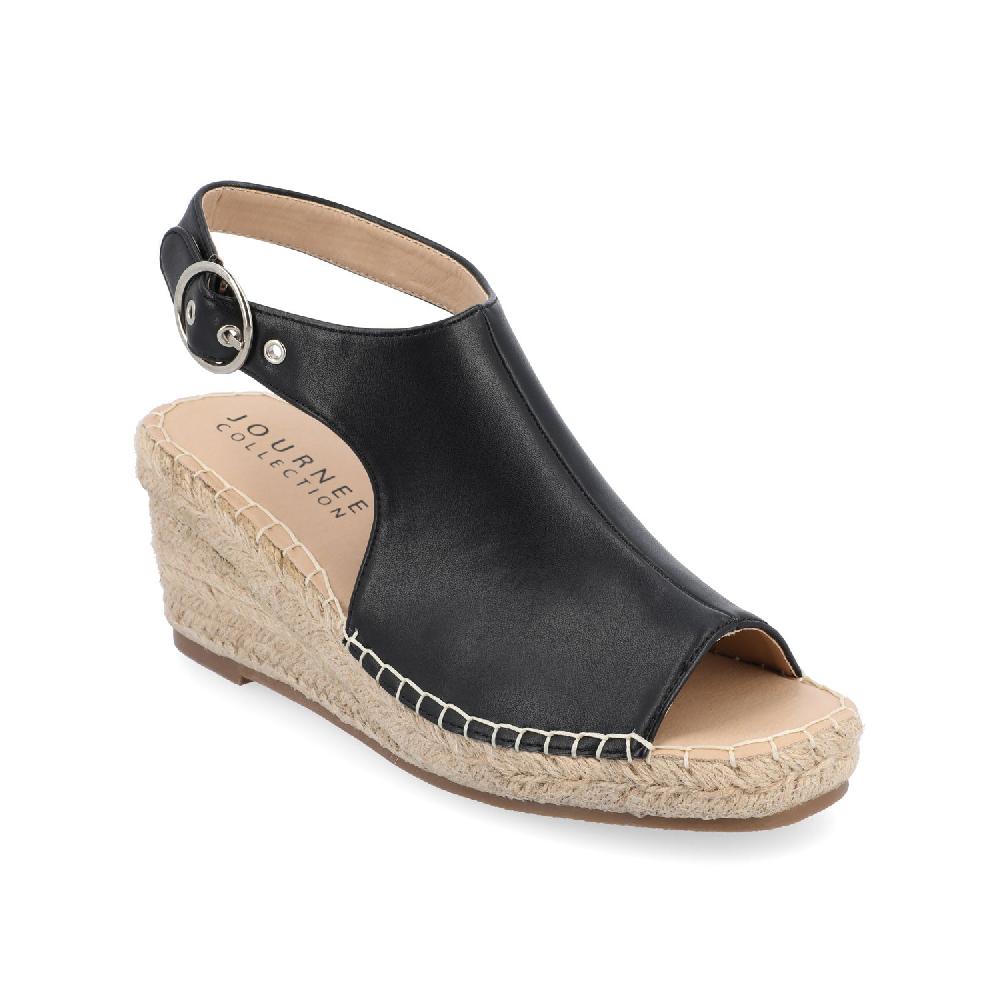 Journee Collection CREW ESPADRILLE WEDGE HEEL SANDALS IN WIDE Nude PU