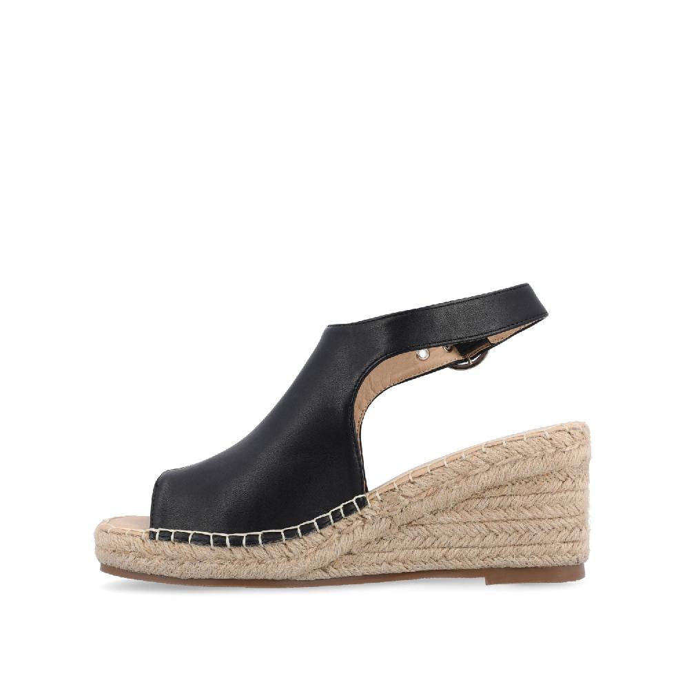 Journee Collection CREW ESPADRILLE WEDGE HEEL SANDALS IN WIDE Nude PU