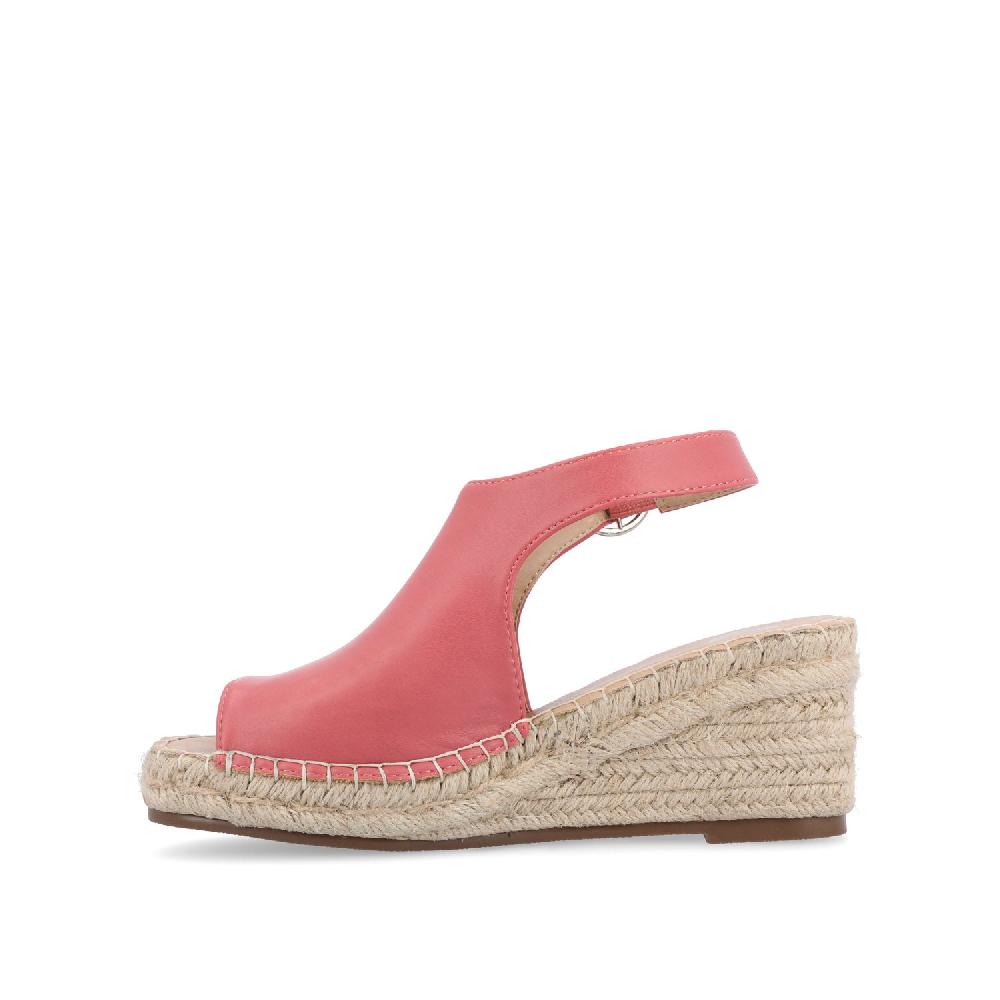 Journee Collection CREW ESPADRILLE WEDGE HEELED SANDALS Nude PU