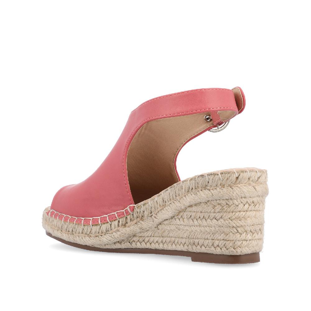 Journee Collection CREW ESPADRILLE WEDGE HEELED SANDALS Nude PU