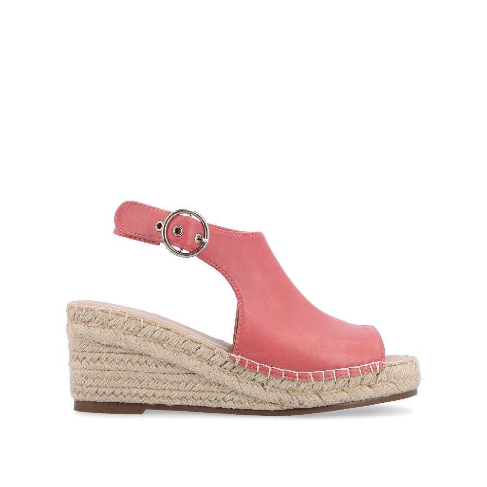 journee collection CREW ESPADRILLE WEDGE HEELED SANDALS Nude PU