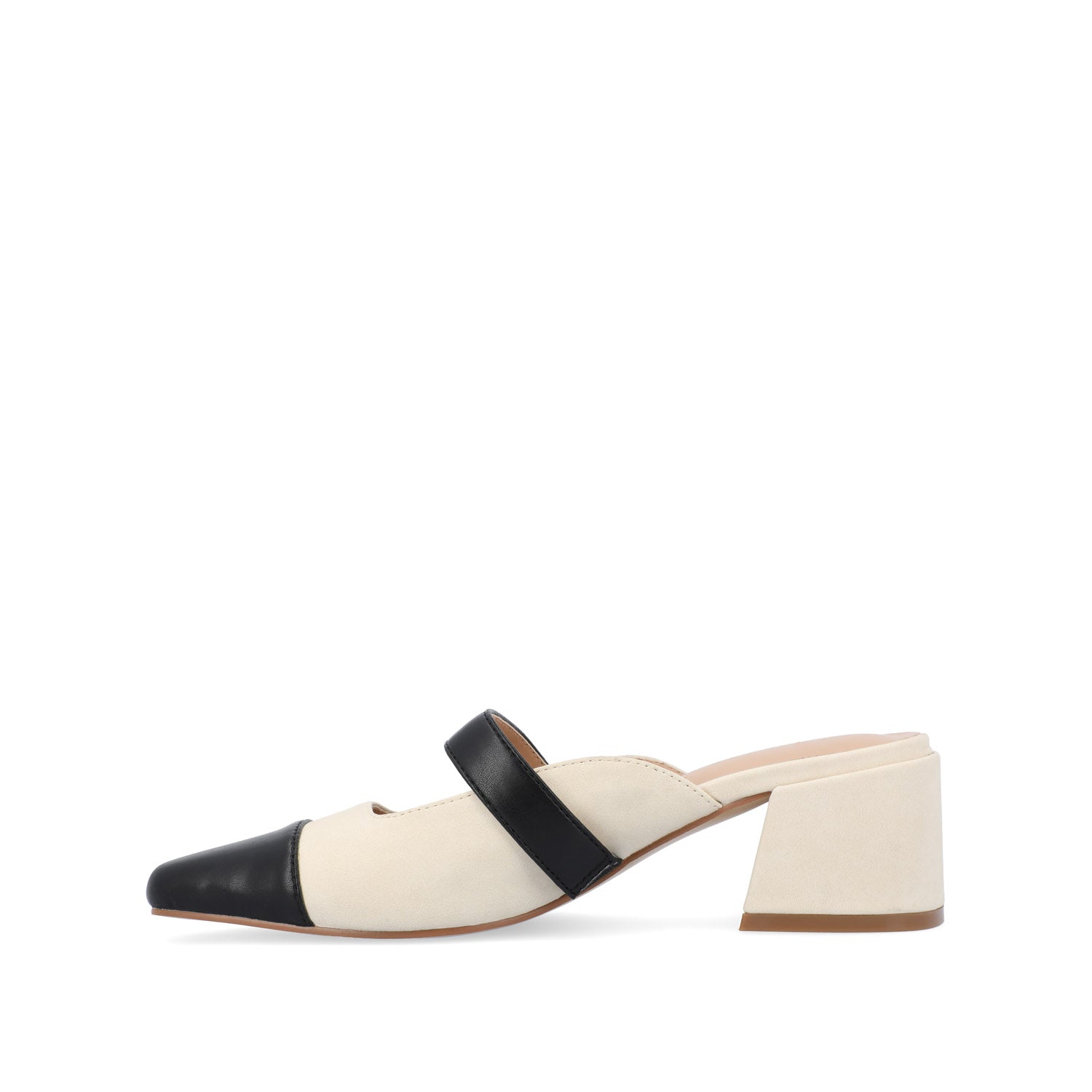 Journee Collection DALLA LOW BLOCK HEELS IN FAUX LEATHER Cream