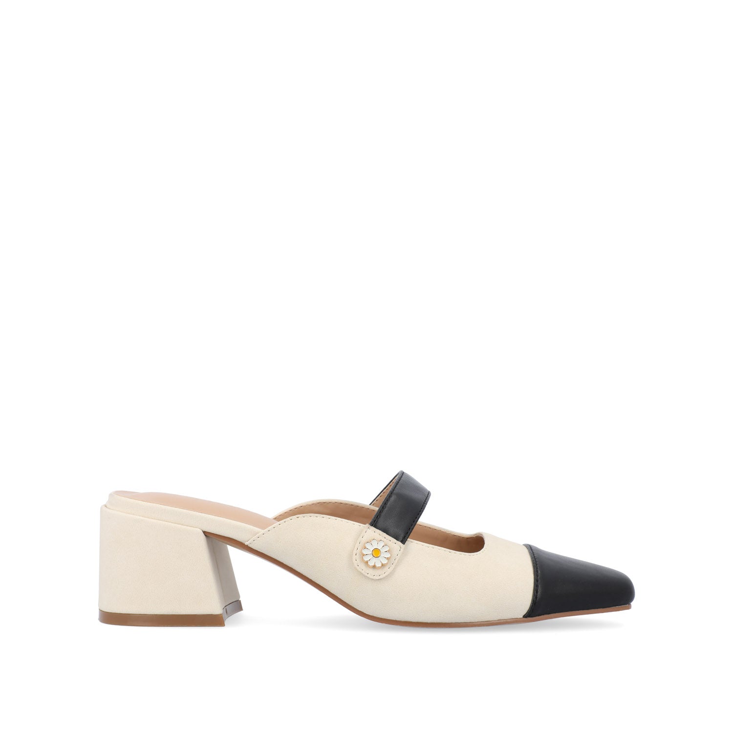 journee collection DALLA LOW BLOCK HEELS IN FAUX LEATHER Cream