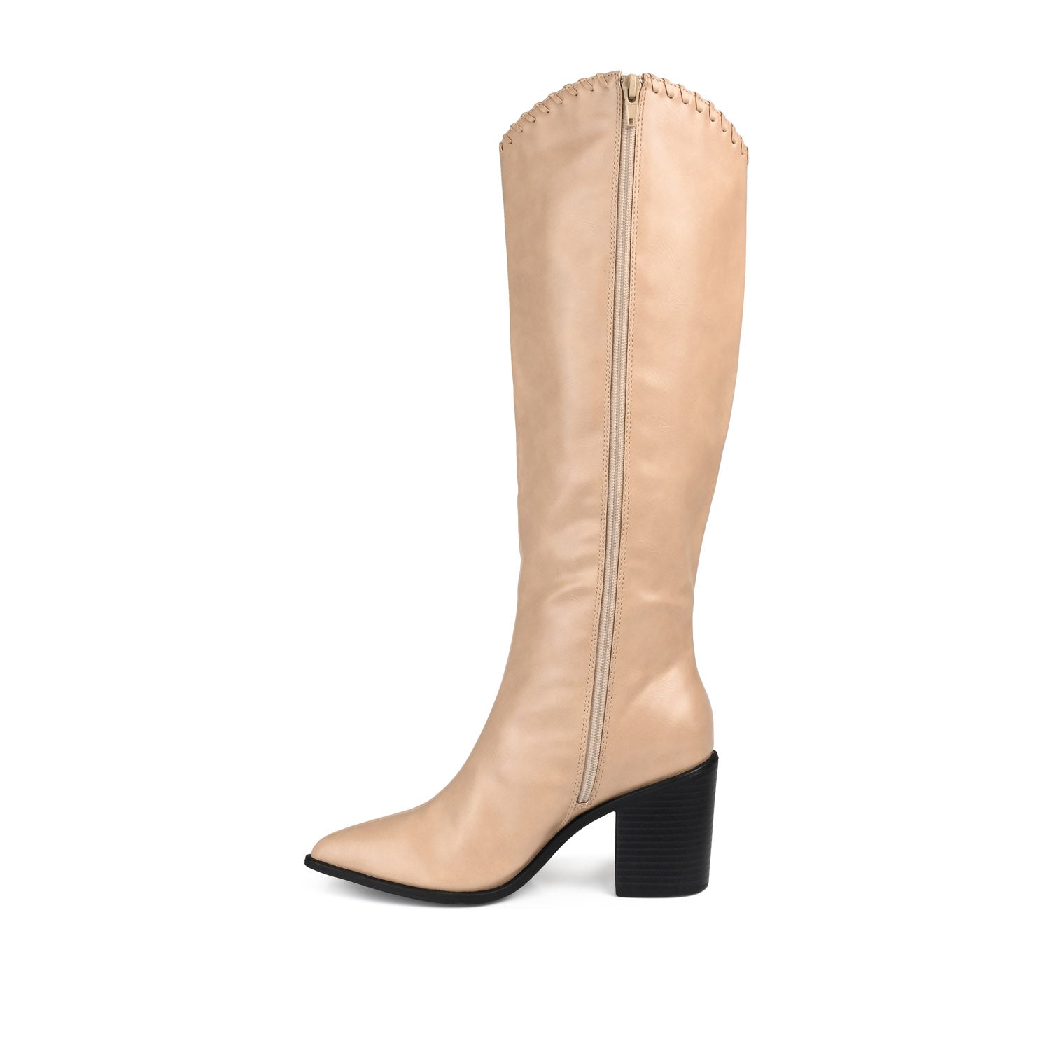 Journee Collection DARIA COWGIRL BOOTS IN WIDE CALF Bone PU