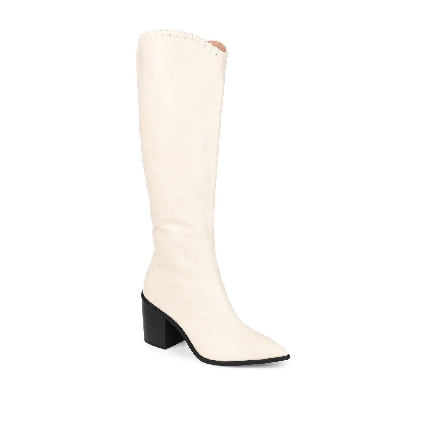 Journee Collection DARIA COWGIRL BOOTS IN WIDE WIDTH & CALF Bone PU