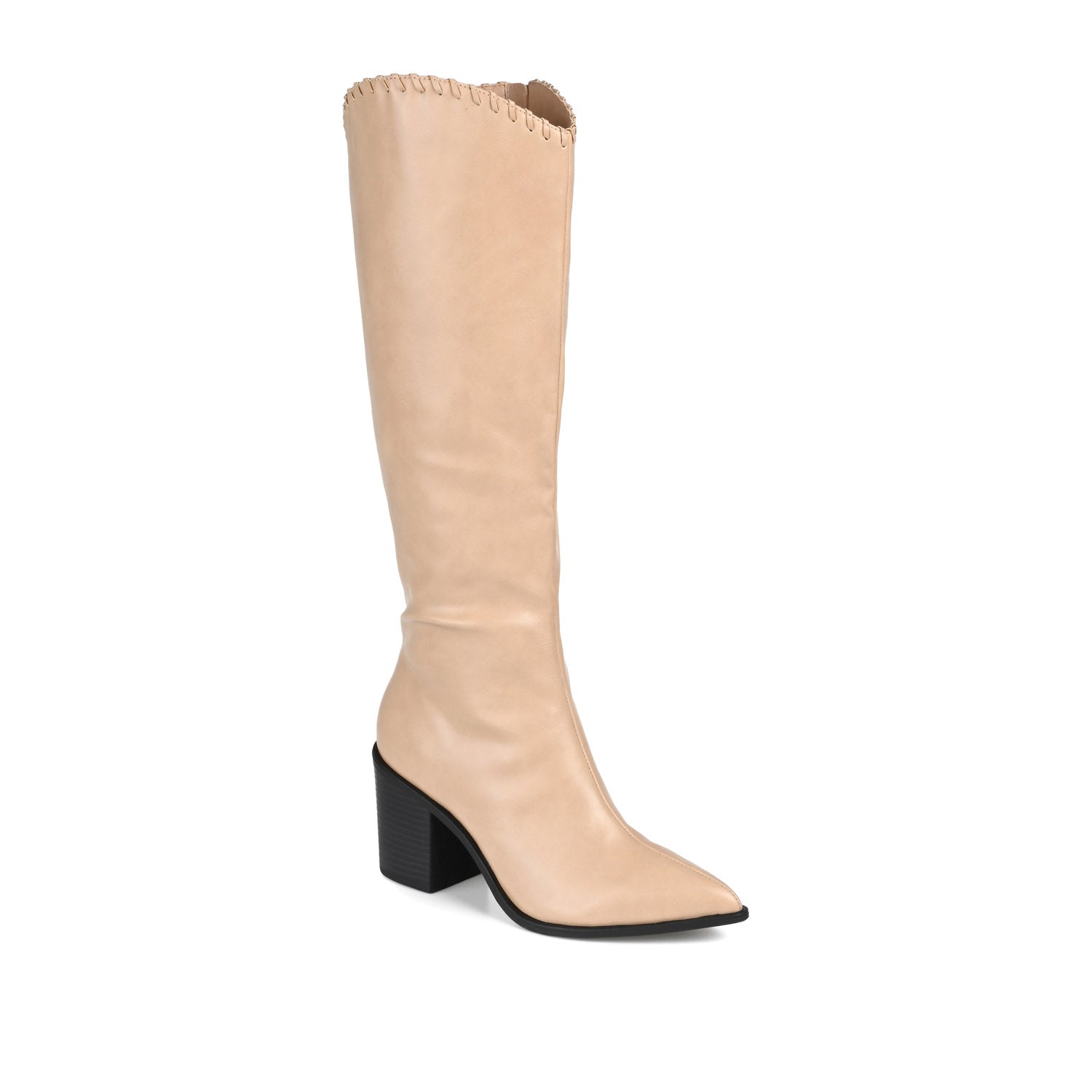 Journee Collection DARIA COWGIRL BOOTS IN WIDE WIDTH & X-WIDE CALF Bone PU