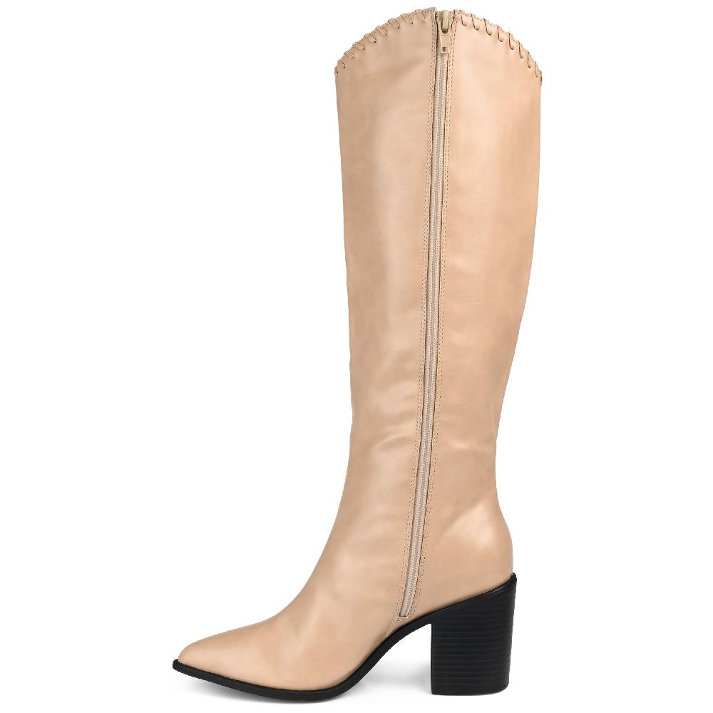Journee Collection DARIA COWGIRL BOOTS IN WIDE WIDTH & X-WIDE CALF Bone PU