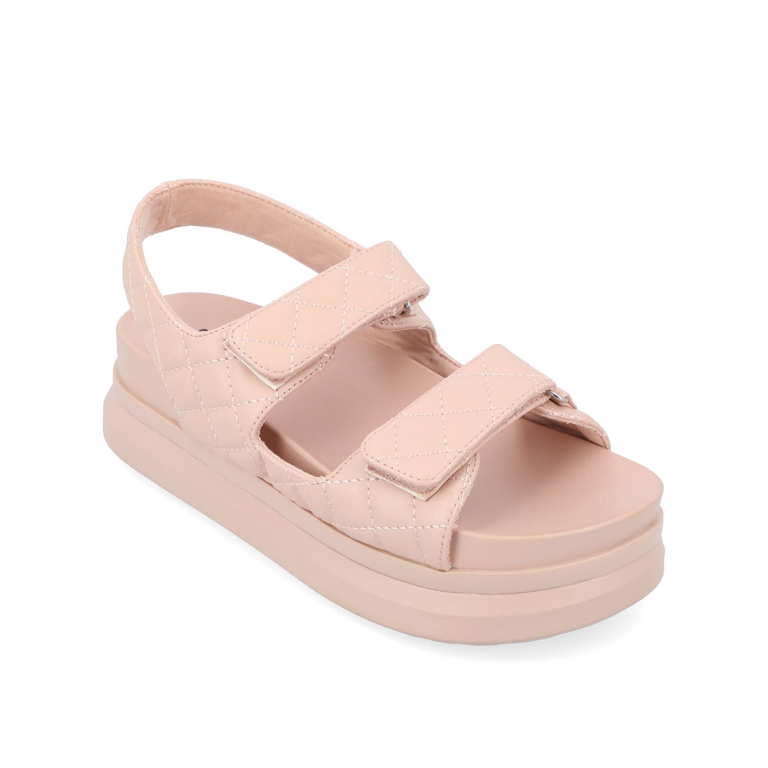 Journee Collection DEBBY DOUBLE STRAP SANDALS IN FAUX LEATHER Blush