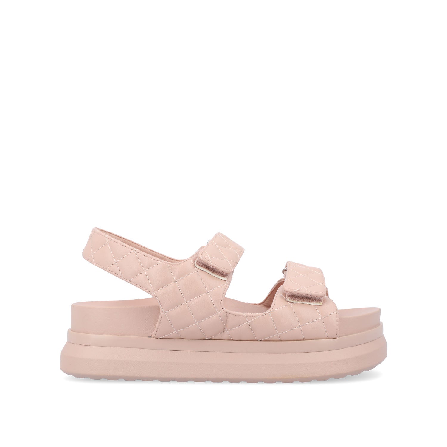 journee collection DEBBY DOUBLE STRAP SANDALS IN FAUX LEATHER Blush