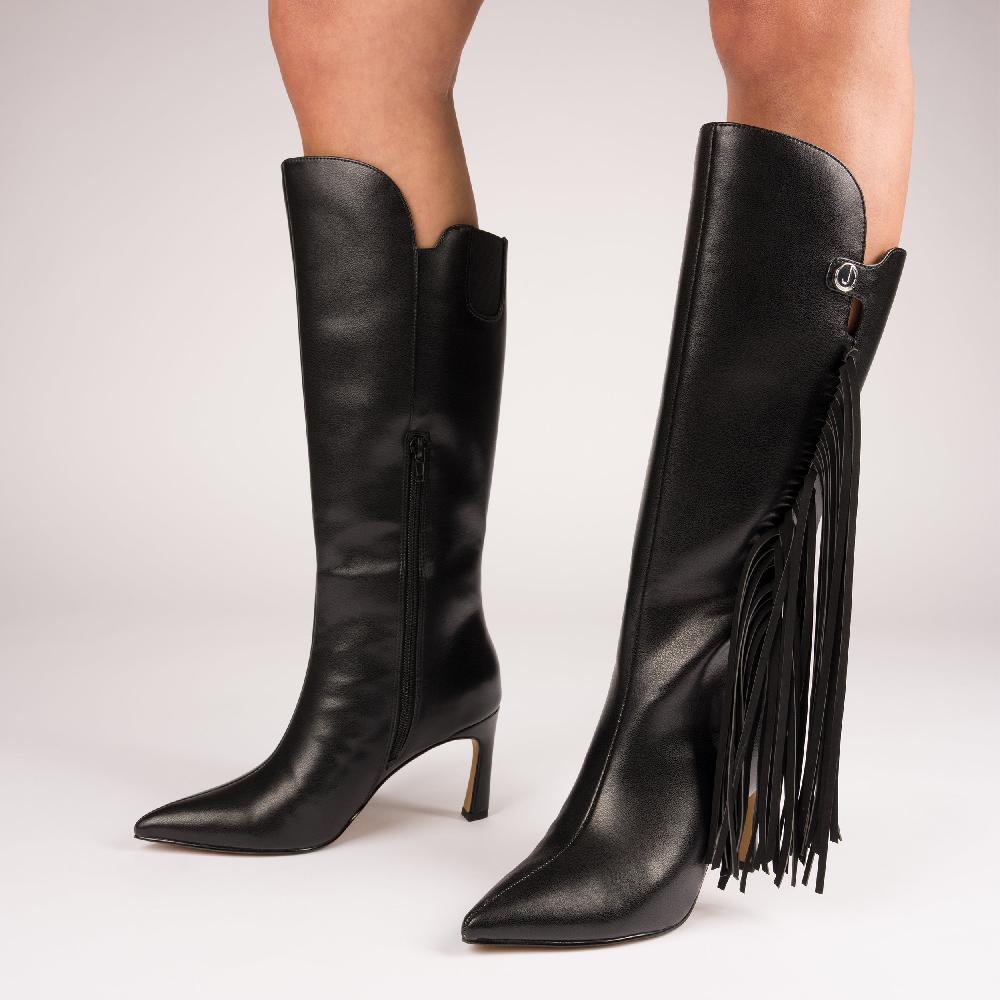 Journee Collection DOLLY KNEE HIGH TASSEL WESTERN BOOTS Black