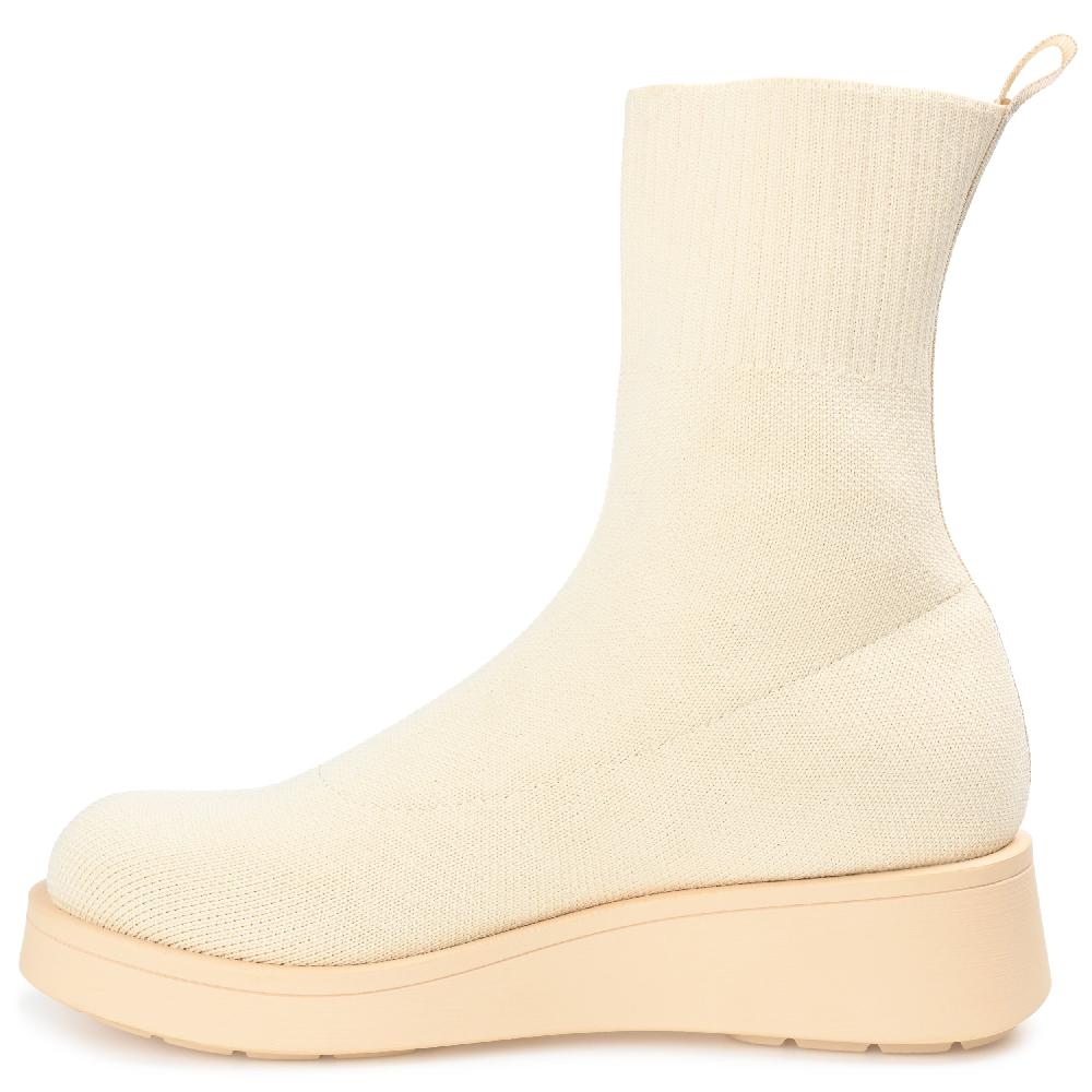 Journee Collection EBBY PLATFORM SOCK BOOT IN KNIT FABRIC Cream