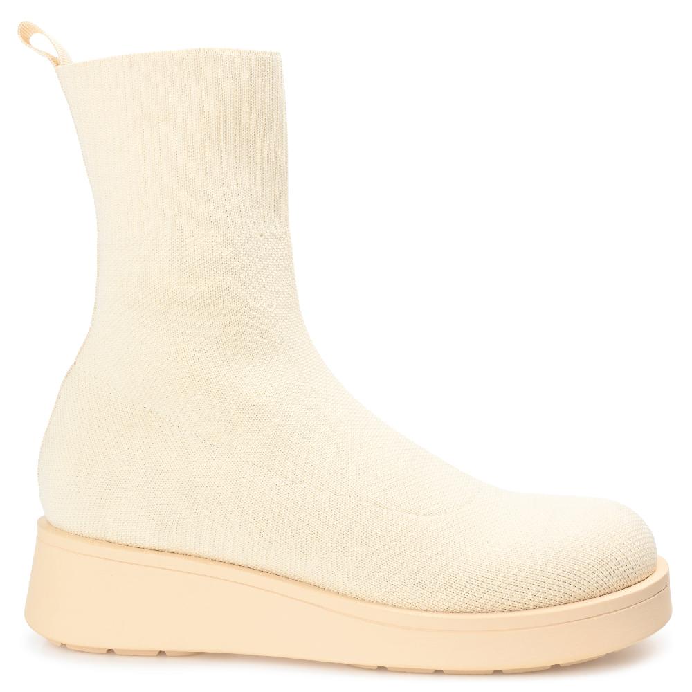 journee collection EBBY PLATFORM SOCK BOOT IN KNIT FABRIC Cream