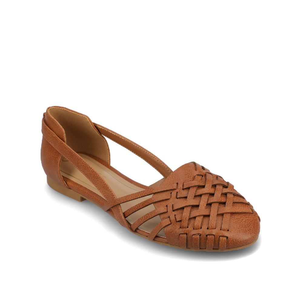 Journee Collection EKKO FAUX LEATHER FLATS IN WIDE Brown
