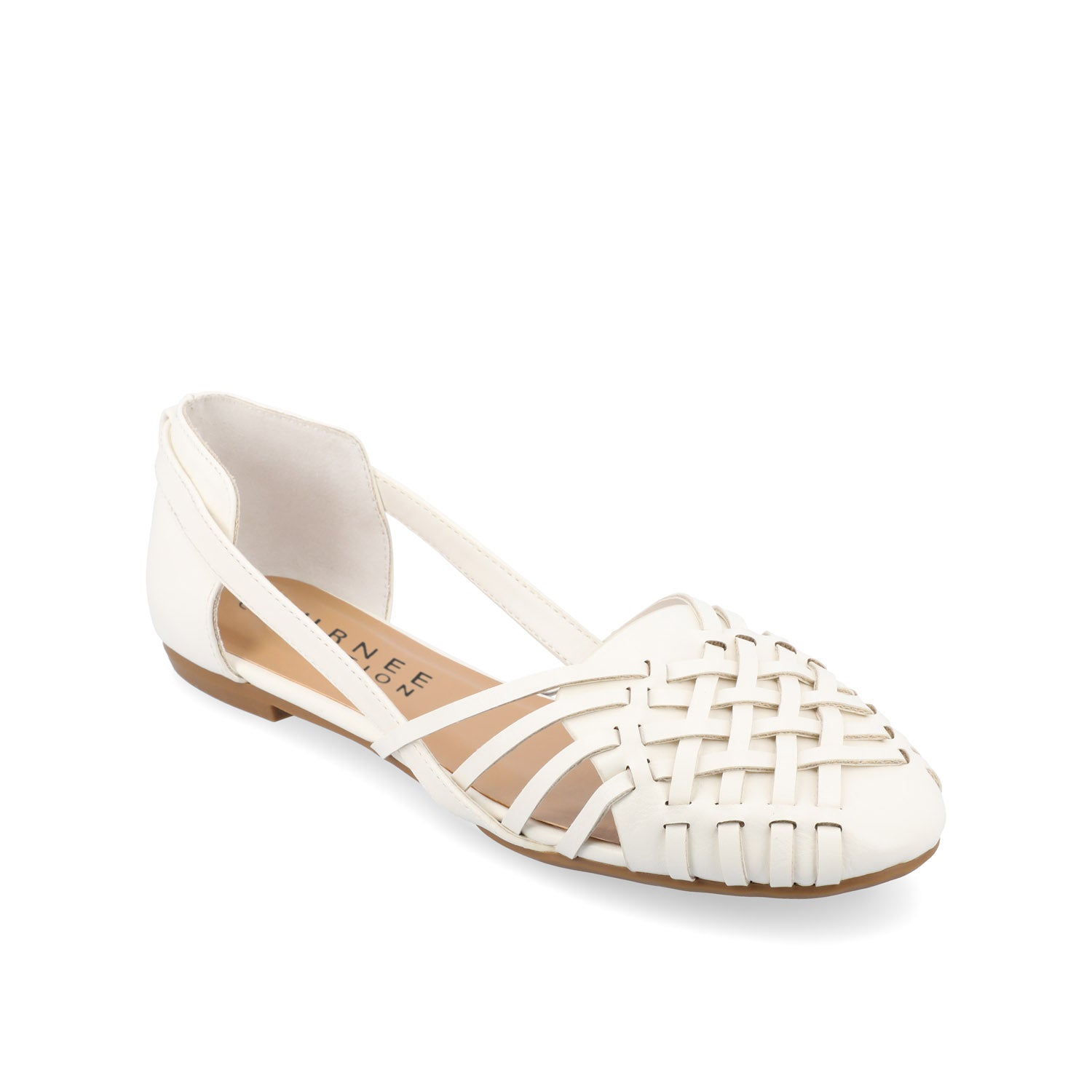 Journee Collection EKKO WOVEN FLATS IN FAUX LEATHER White PU