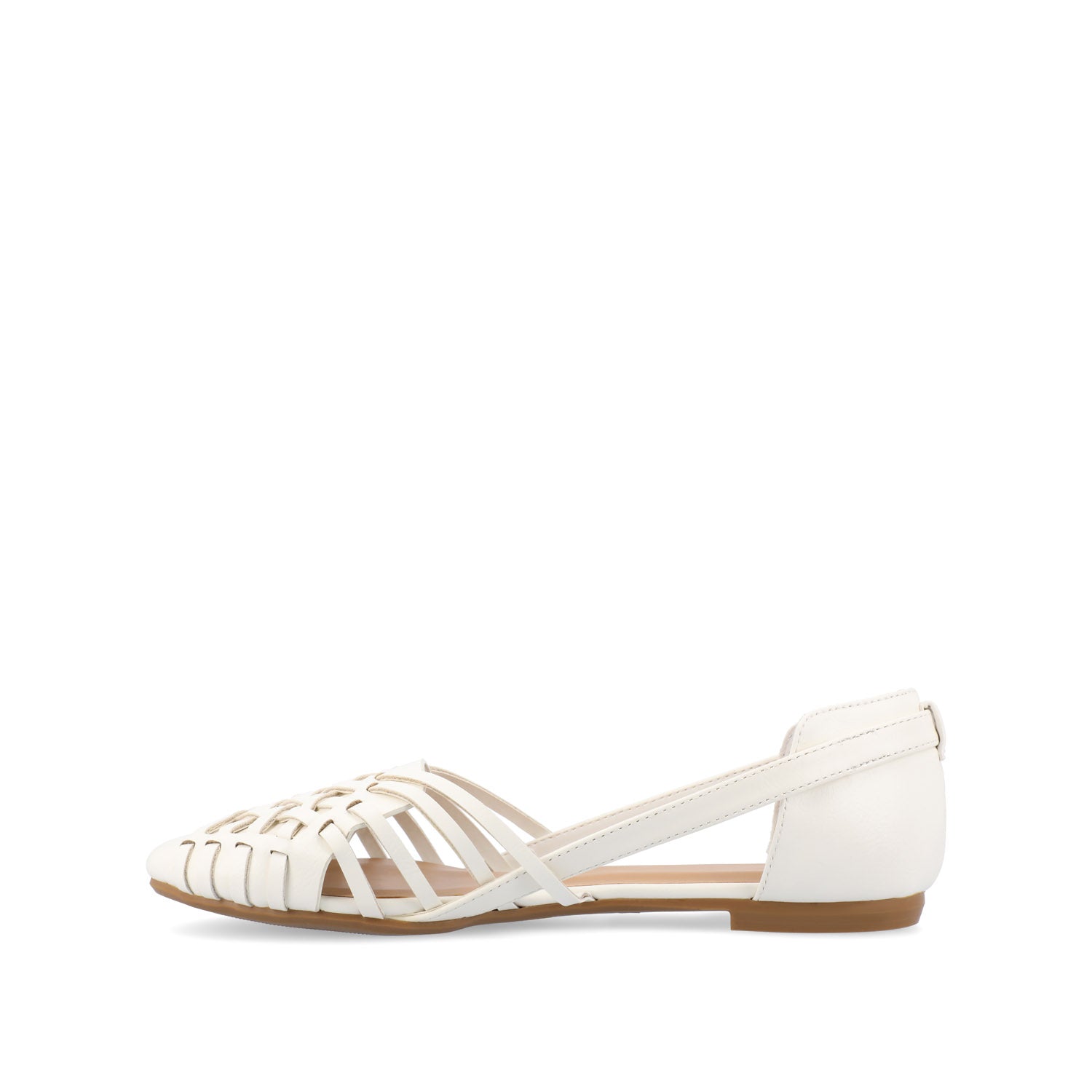 Journee Collection EKKO WOVEN FLATS IN FAUX LEATHER White PU