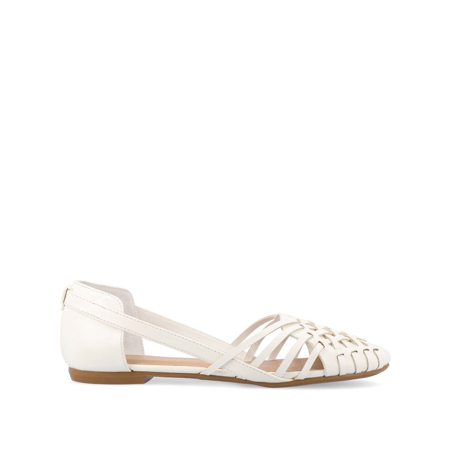 journee collection EKKO WOVEN FLATS IN FAUX LEATHER White PU