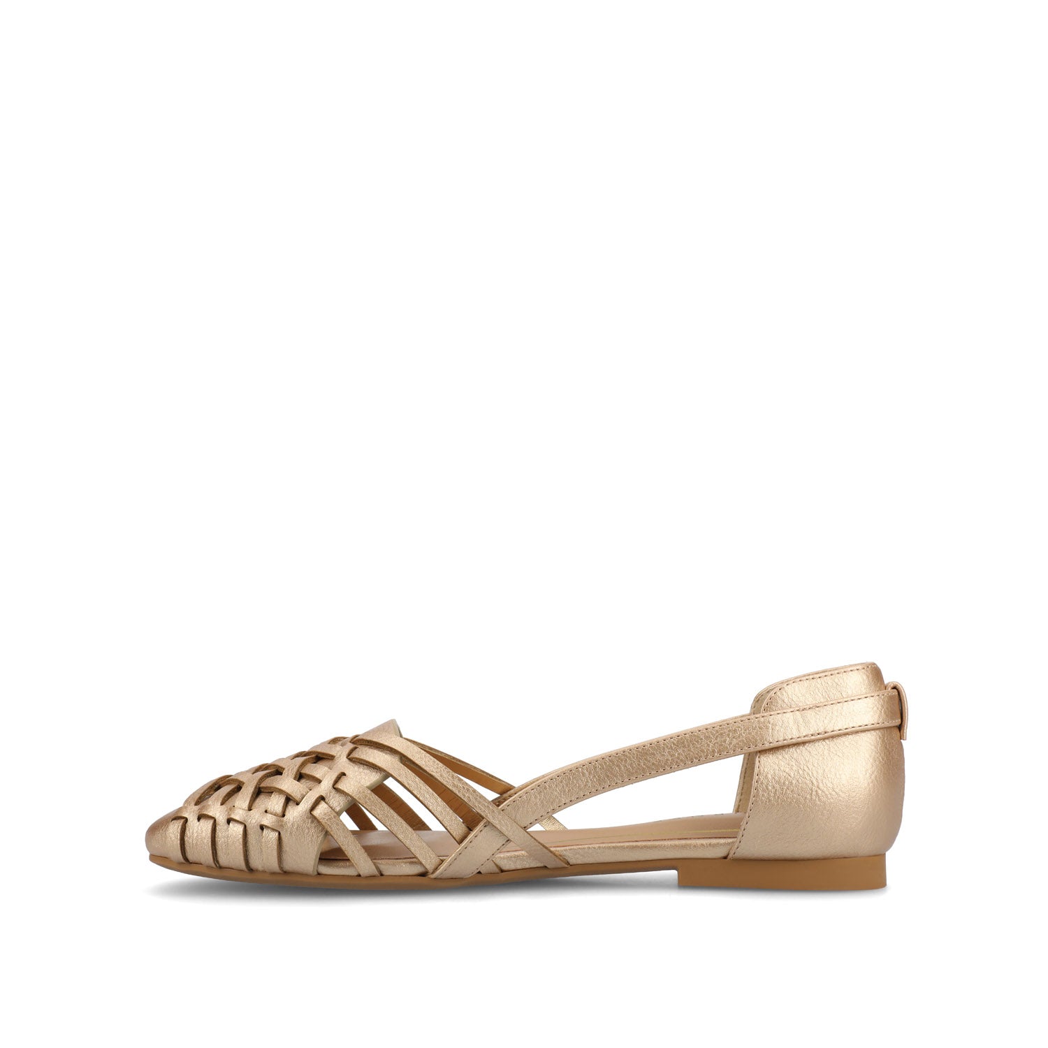 Journee Collection EKKO WOVEN FLATS IN METALLIC Champagne PU