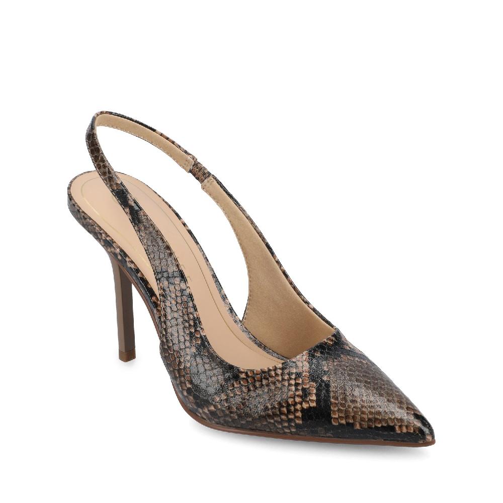 Journee Collection ELENNEY SLINGBACK STILETTO HEELS IN STATEMENT Chocolate