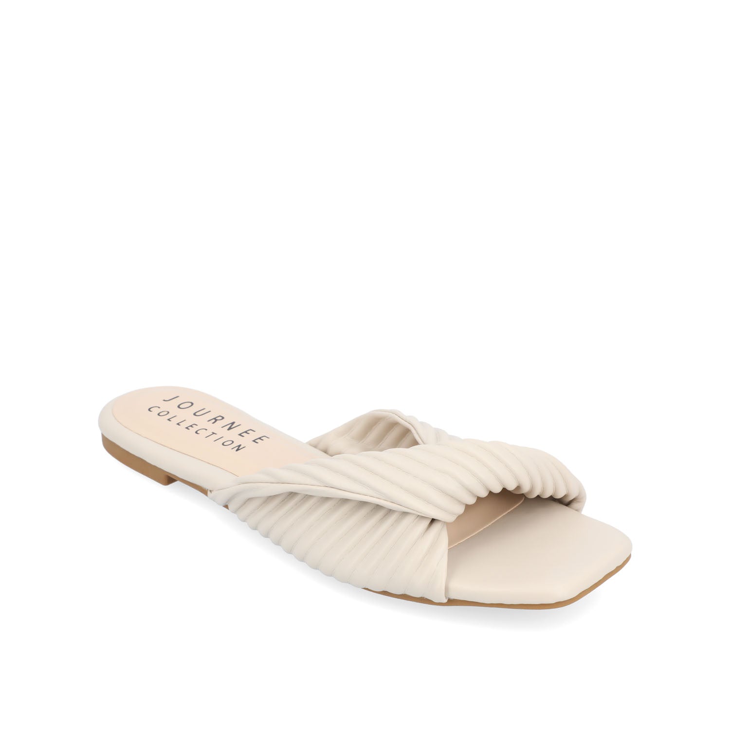 Journee Collection EMALYNN SLIDE SANDALS IN FAUX LEATHER White PU