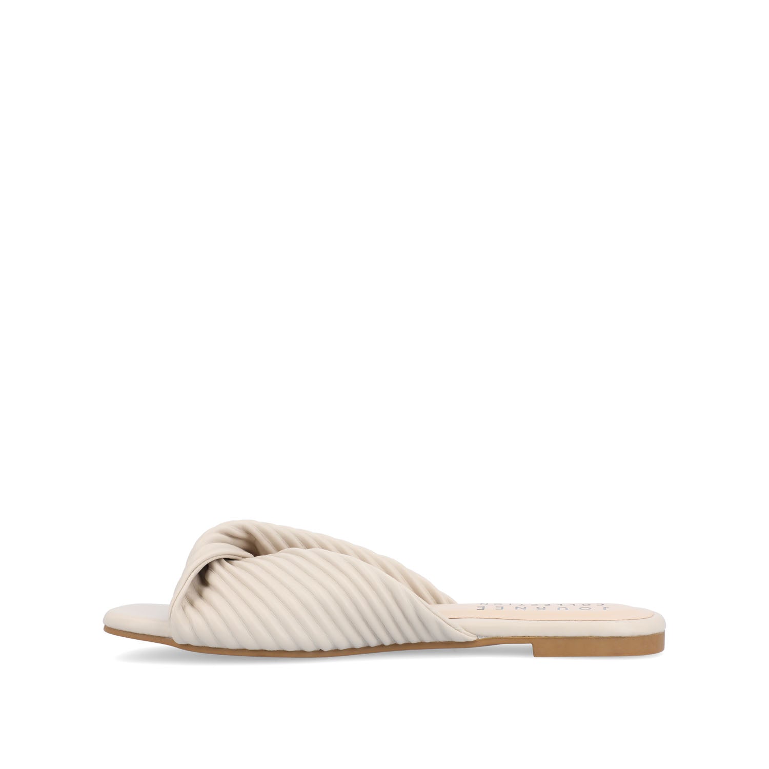 Journee Collection EMALYNN SLIDE SANDALS IN FAUX LEATHER White PU