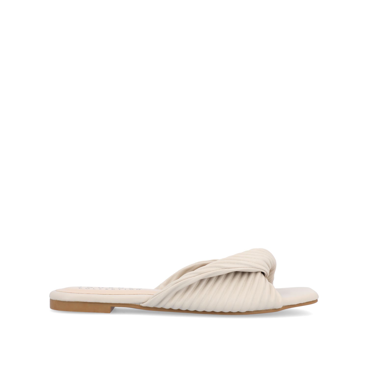 journee collection EMALYNN SLIDE SANDALS IN FAUX LEATHER White PU