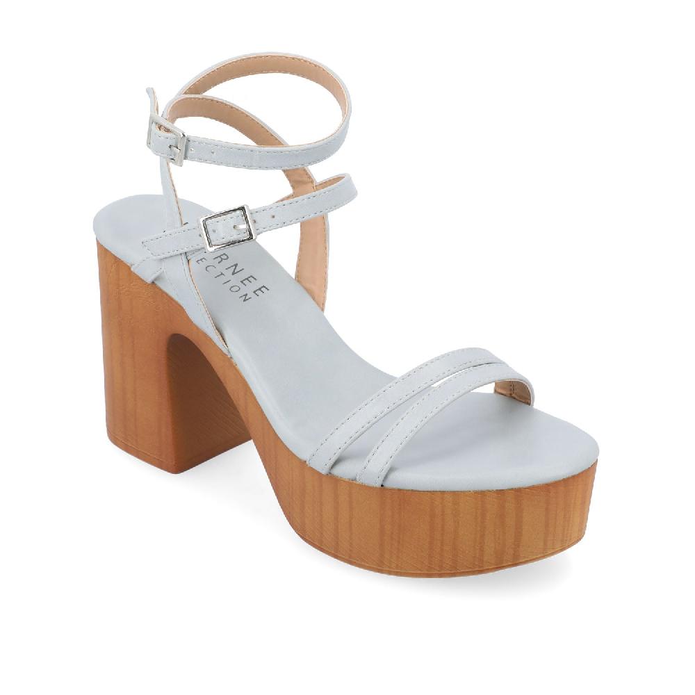 Journee Collection EMERYNN HEELED SANDALS IN FAUX LEATHER White