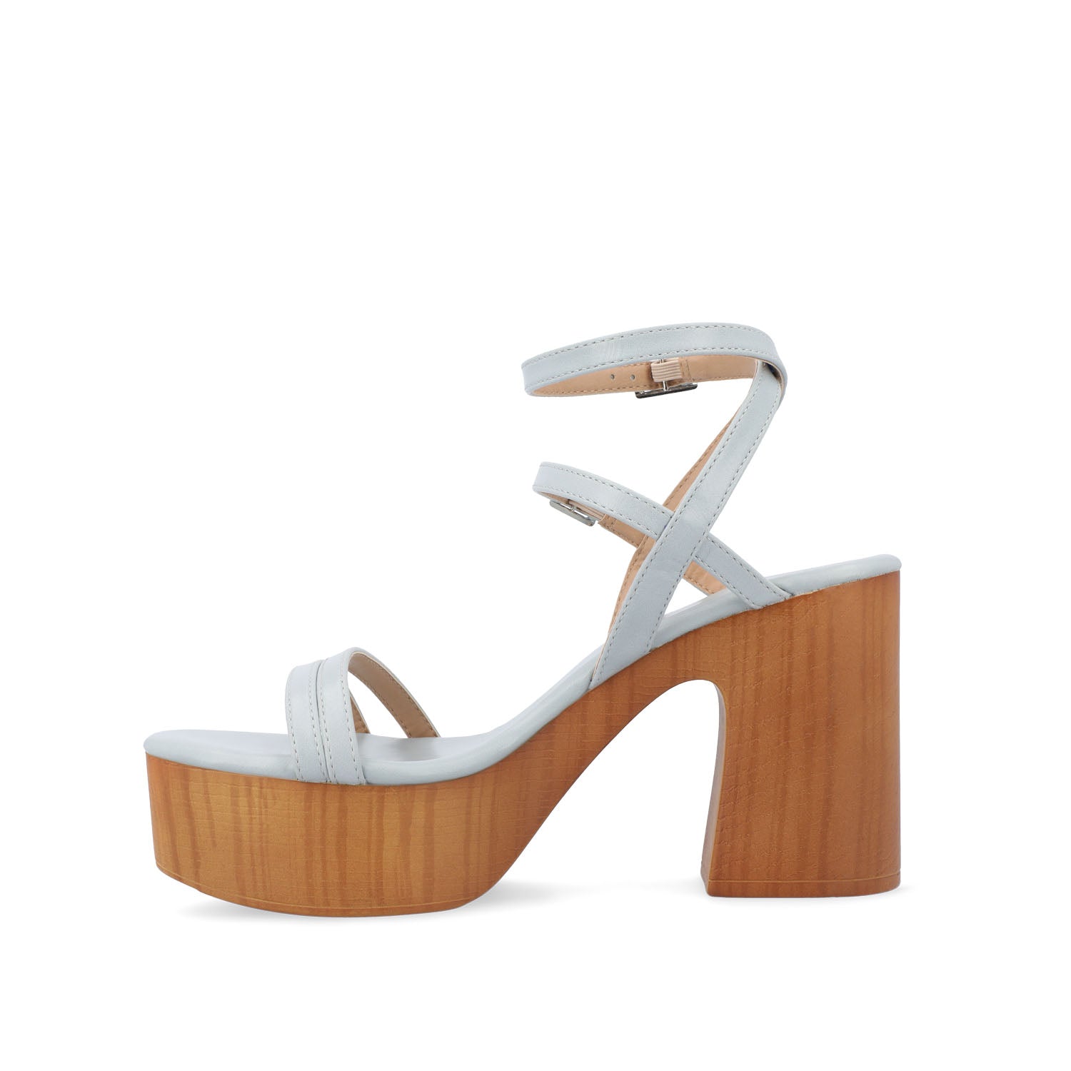 Journee Collection EMERYNN HEELED SANDALS IN FAUX LEATHER White