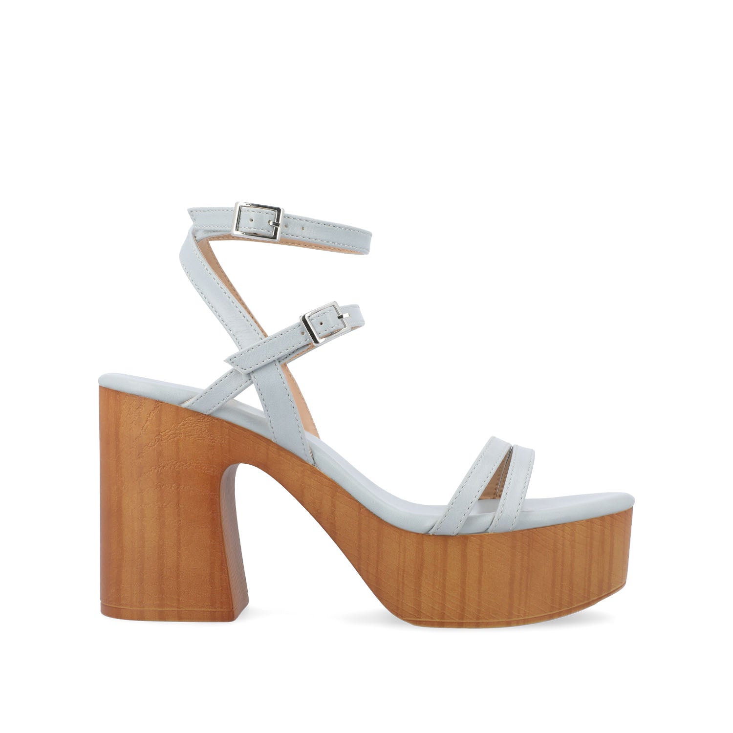 journee collection EMERYNN HEELED SANDALS IN FAUX LEATHER White