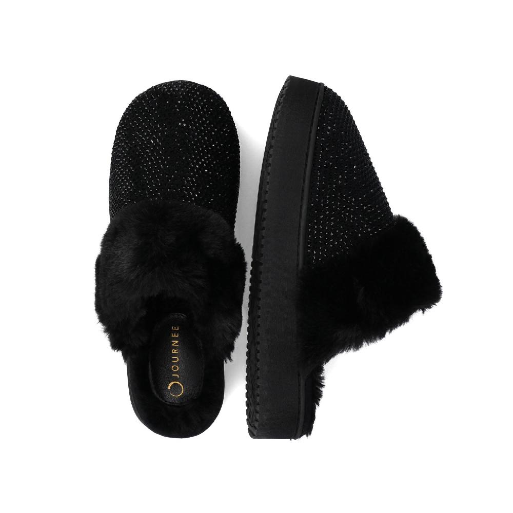 Journee Collection EMMBER SLIPPERS IN FAUX SUEDE Black