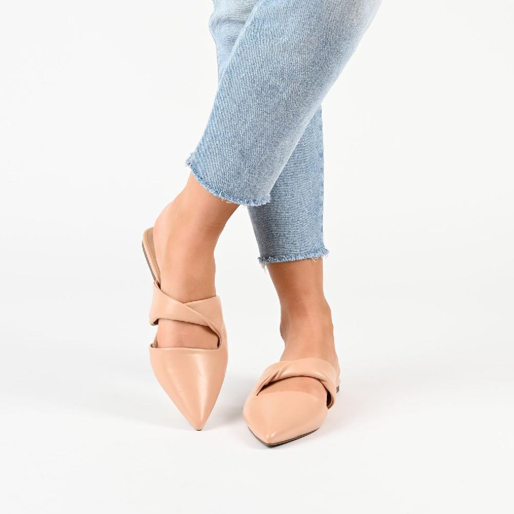 Journee Collection ENNISS MULE FLATS IN FAUX LEATHER Blush