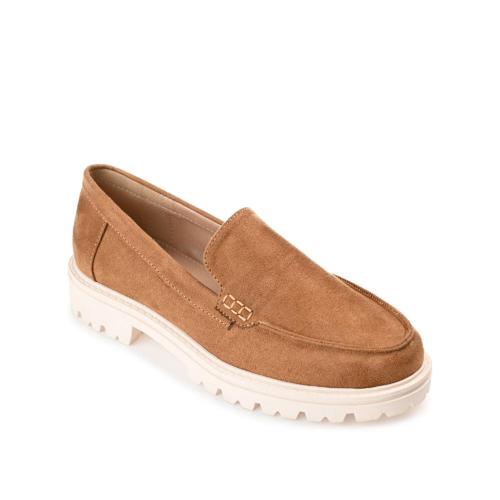 Journee Collection ERIKA LOAFER FLATS IN FAUX SUEDE Taupe Suede