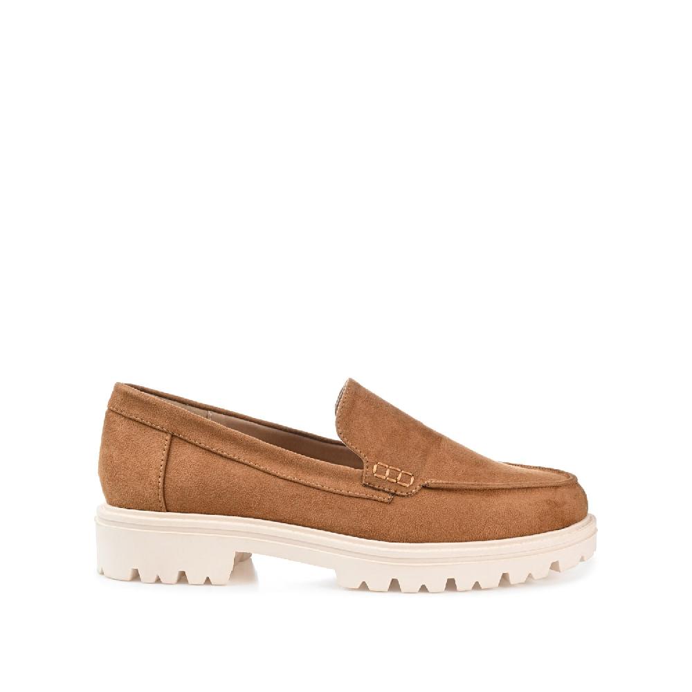 journee collection ERIKA LOAFER FLATS IN FAUX SUEDE Taupe Suede