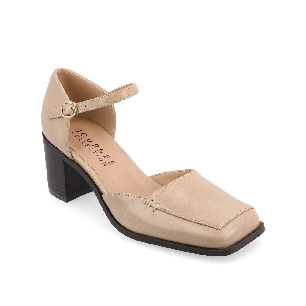 Journee Collection EVANGELINE D'ORSAY HEELS IN FAUX LEATHER Beige PU