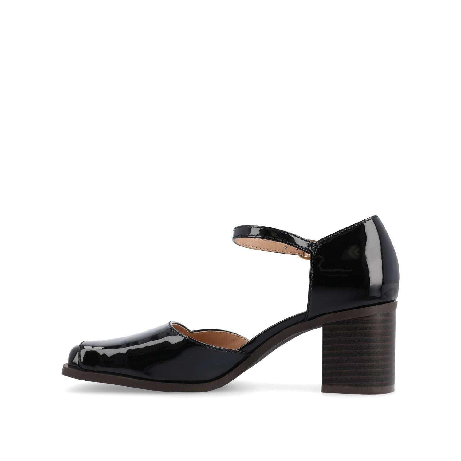 Journee Collection EVANGELINE PATENT HEELS IN WIDE Patent Taupe