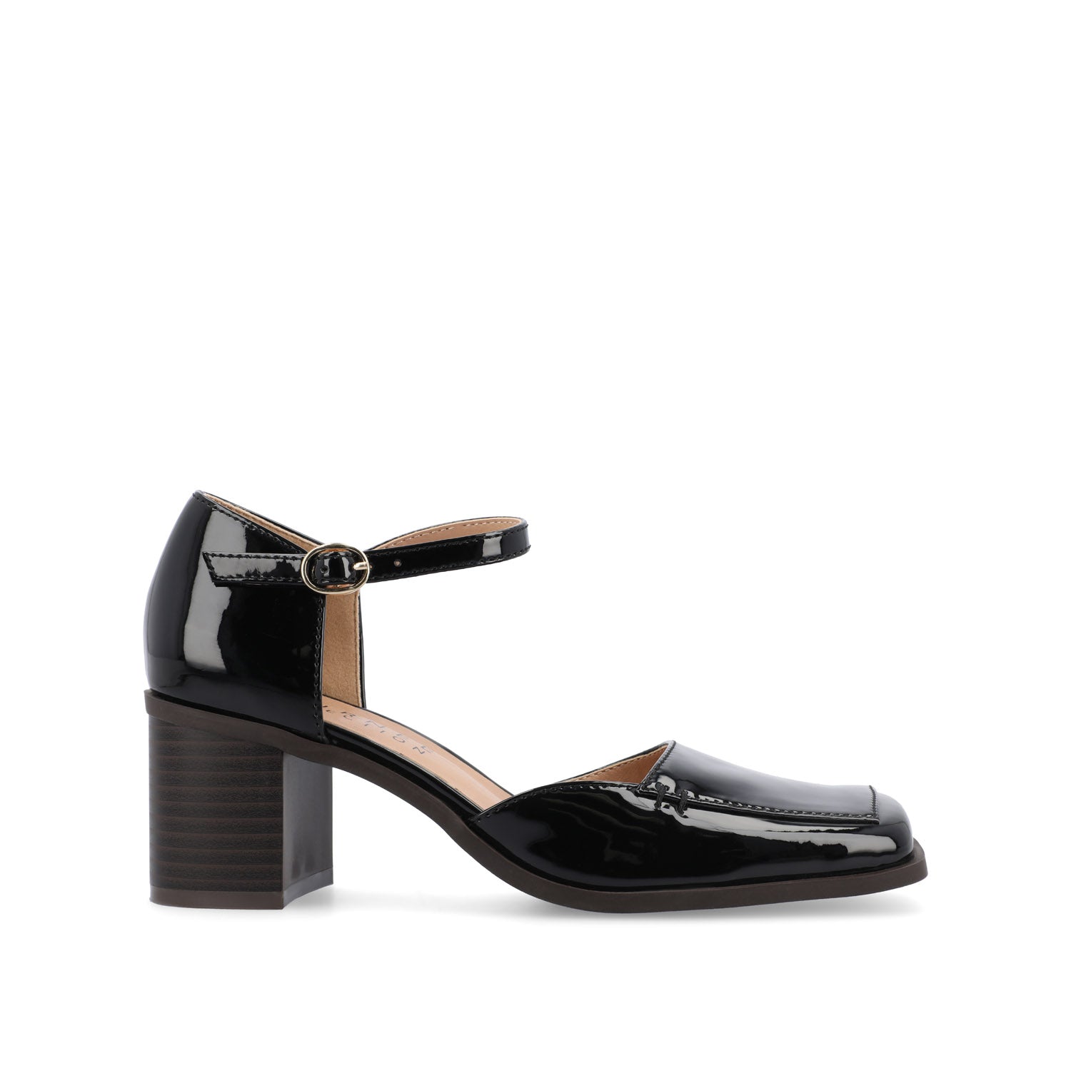 journee collection EVANGELINE PATENT HEELS IN WIDE Patent Taupe