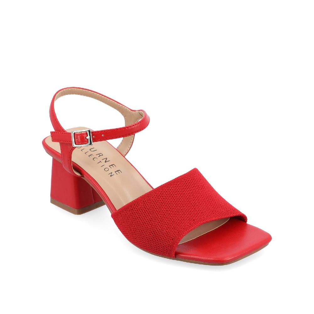 Journee Collection EVYLINN STRAPPY HEELS IN KNIT FABRIC Beige Knit