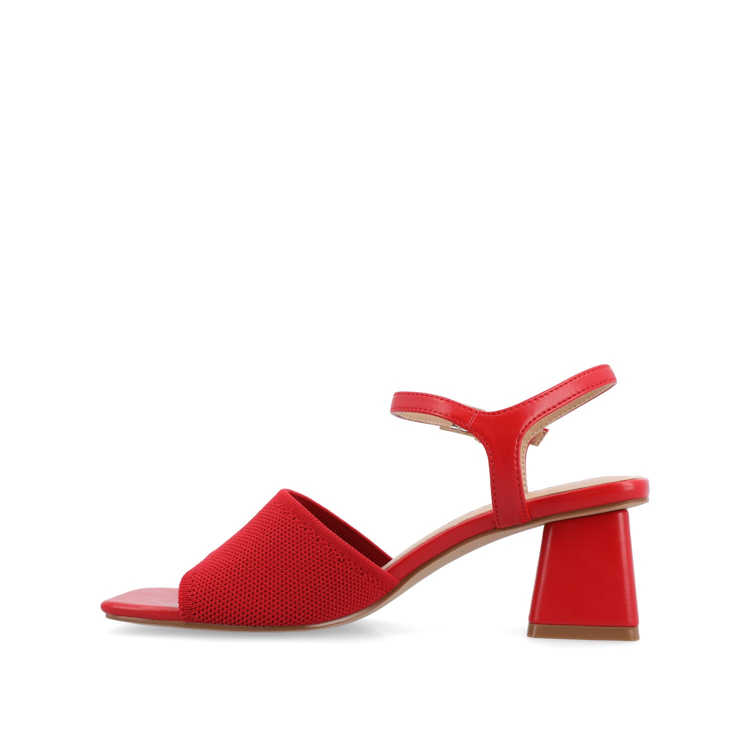 Journee Collection EVYLINN STRAPPY HEELS IN KNIT FABRIC Beige Knit