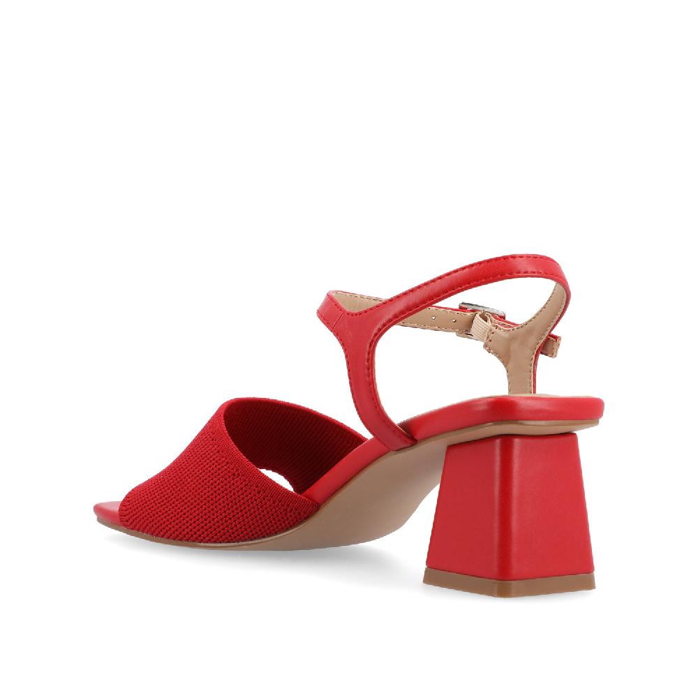 Journee Collection EVYLINN STRAPPY HEELS IN KNIT FABRIC Beige Knit