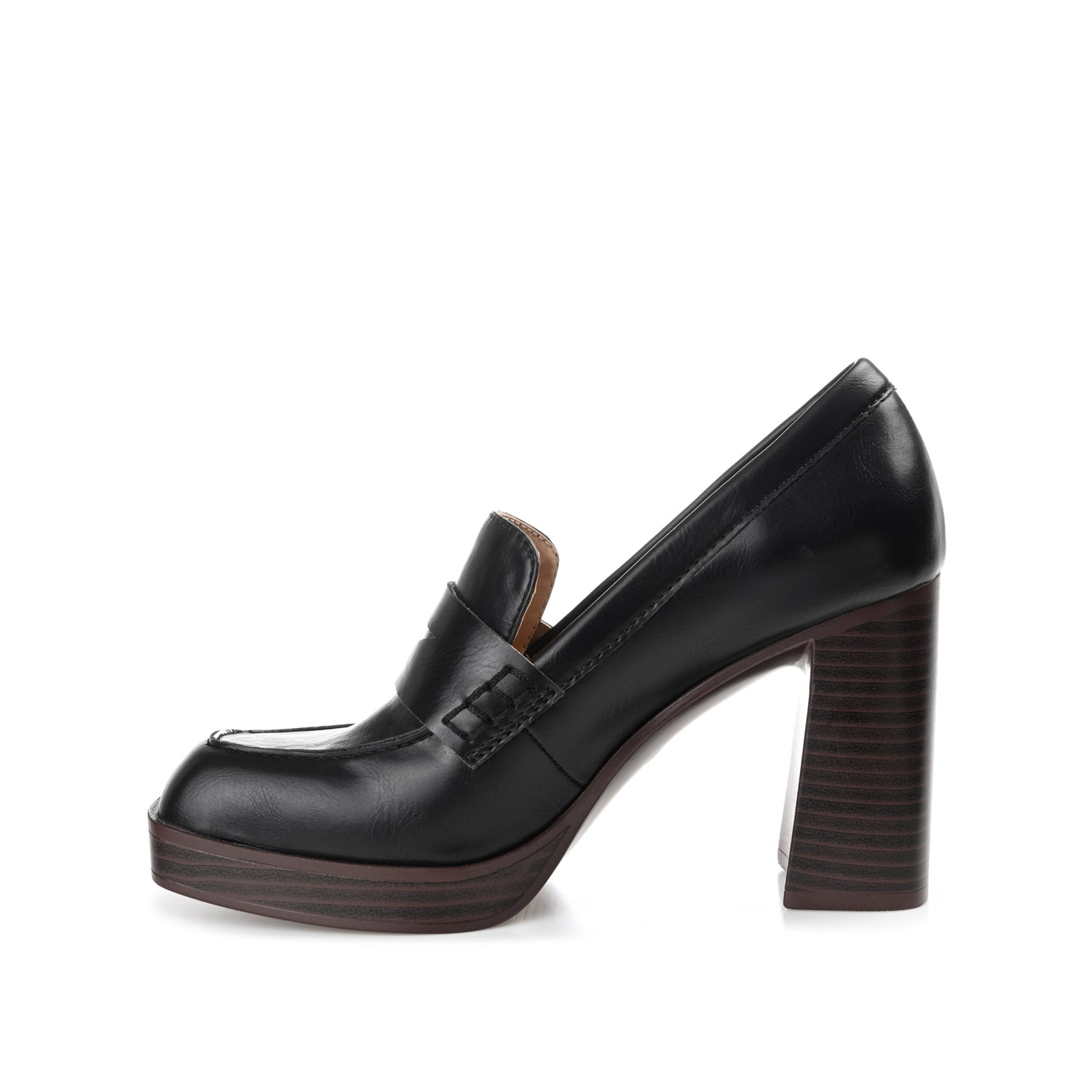 Journee Collection EZZEY BLOCK HEEL LOAFERS IN WIDE Brown