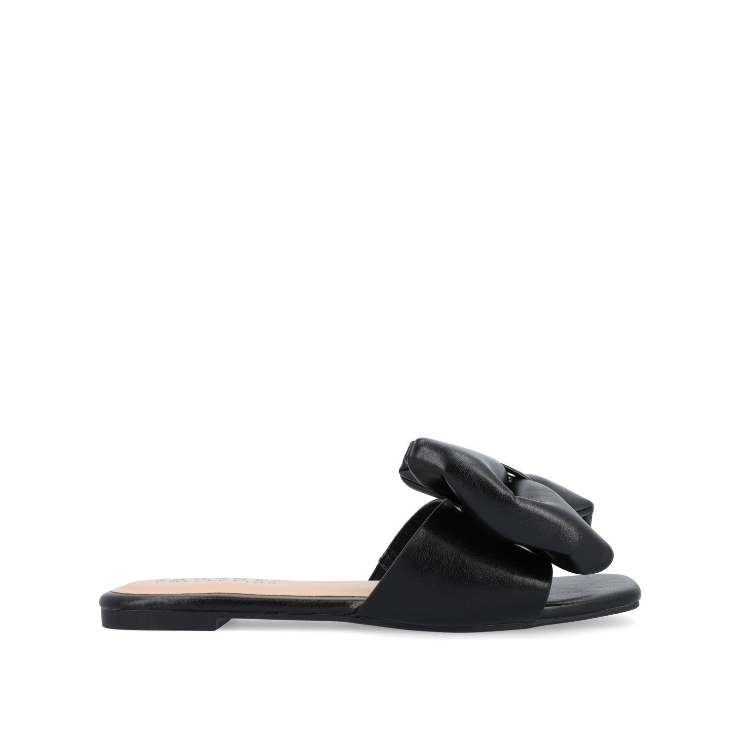 journee collection FAYRE PUFFED SLIDE SANDAL IN FAUX LEATHER Sand PU